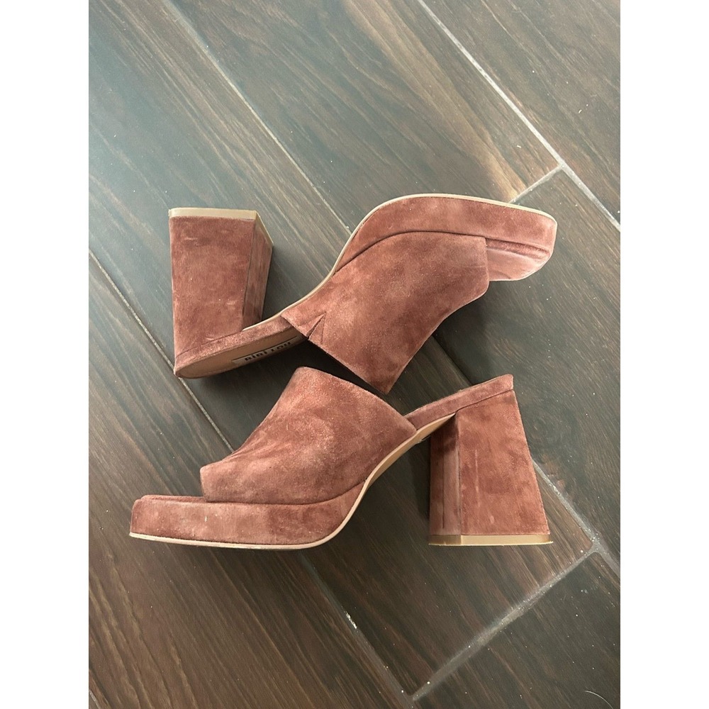 Bibi Lou Brown Suede Platform Mule Heels EU 36 Women's Open Toe‎ Block Heel